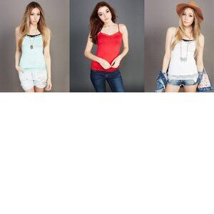 3 Packs of American Dream Junior's Super Soft Lace Trim Cami, Small